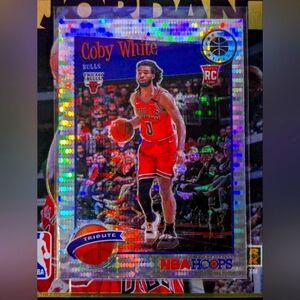 2020Panini Coby White Rookie NBA Hoops Premium Stock Tribute White Sparkle Prizm